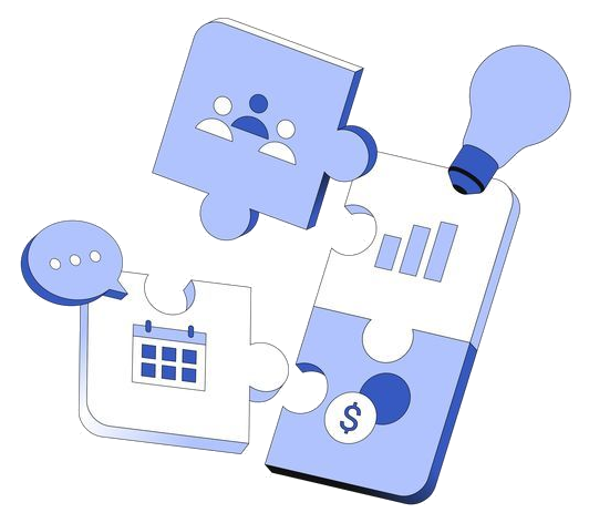 Illustration of puzzle pieces representing solved business problems